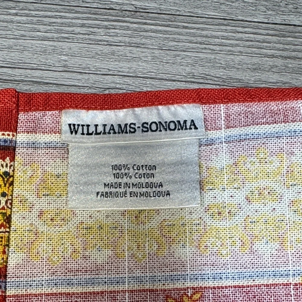 Two Williams Sonoma Red and Green Floral Cloth Napkins